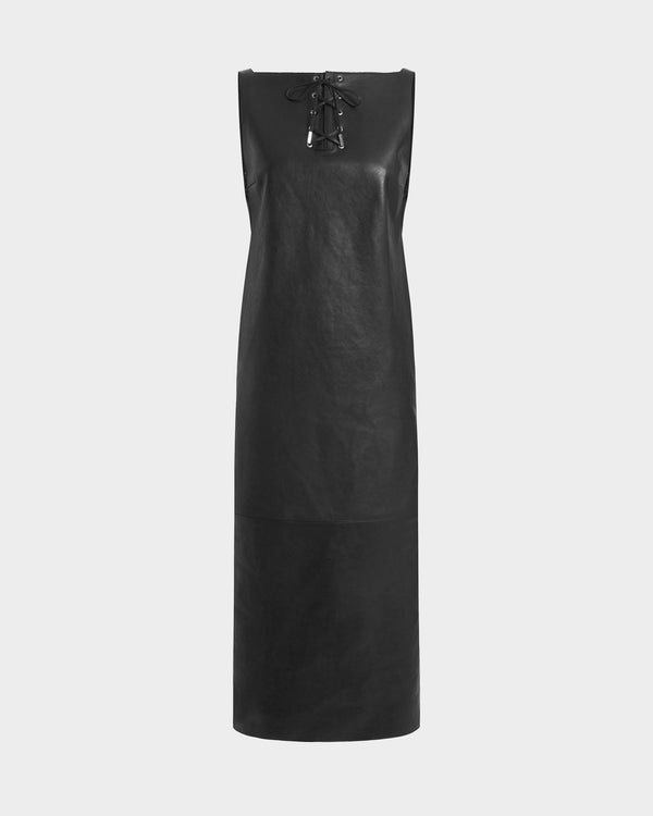 True Midi Dress in Leather