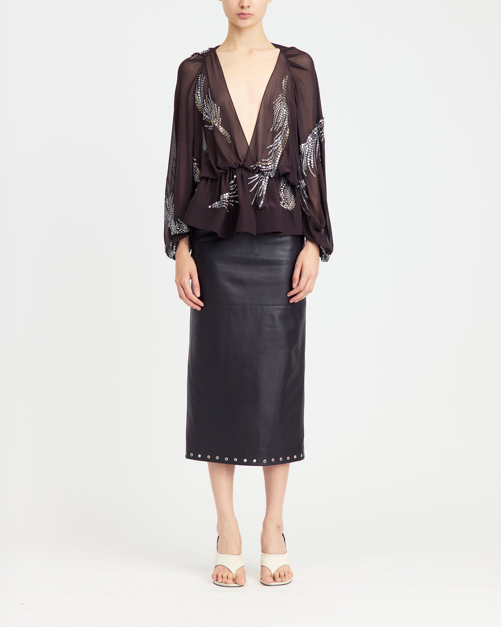 Lola Midi Skirt in Leather