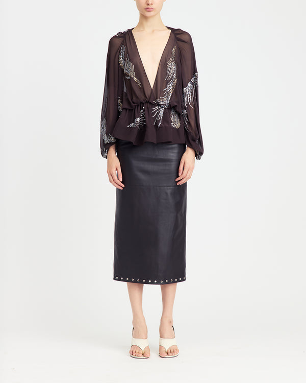 Lola Midi Skirt in Leather