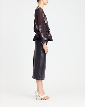Lola Midi Skirt in Leather