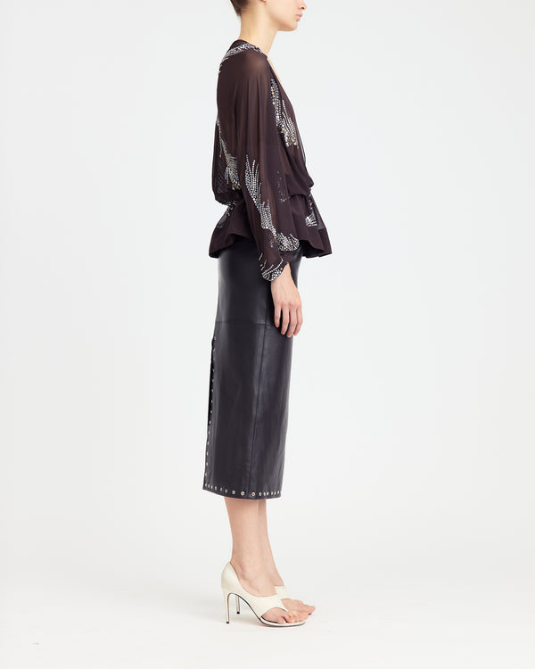 Lola Midi Skirt in Leather