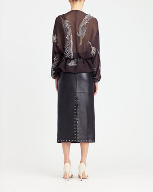 Lola Midi Skirt in Leather