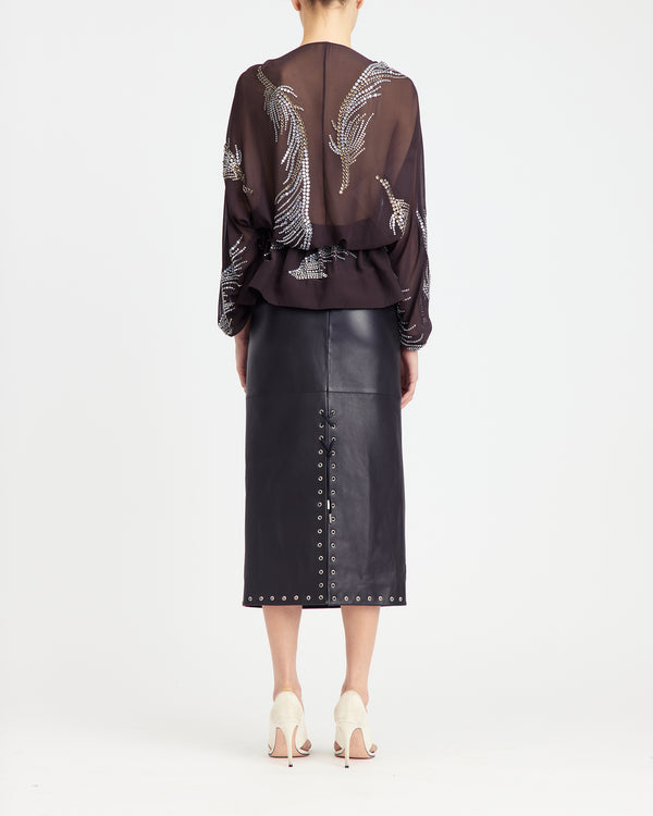 Lola Midi Skirt in Leather