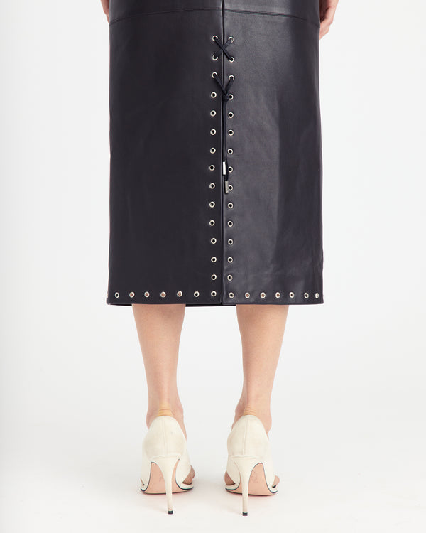 Lola Midi Skirt in Leather