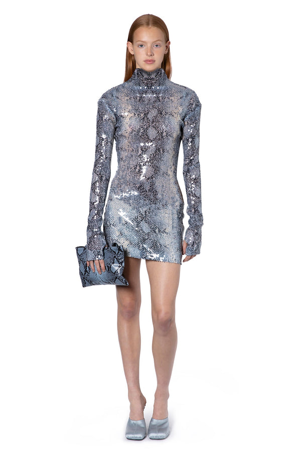 Luna Mini Dress In Sequin Python Print