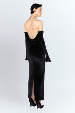 Salm Midi Dress in Black Velvet