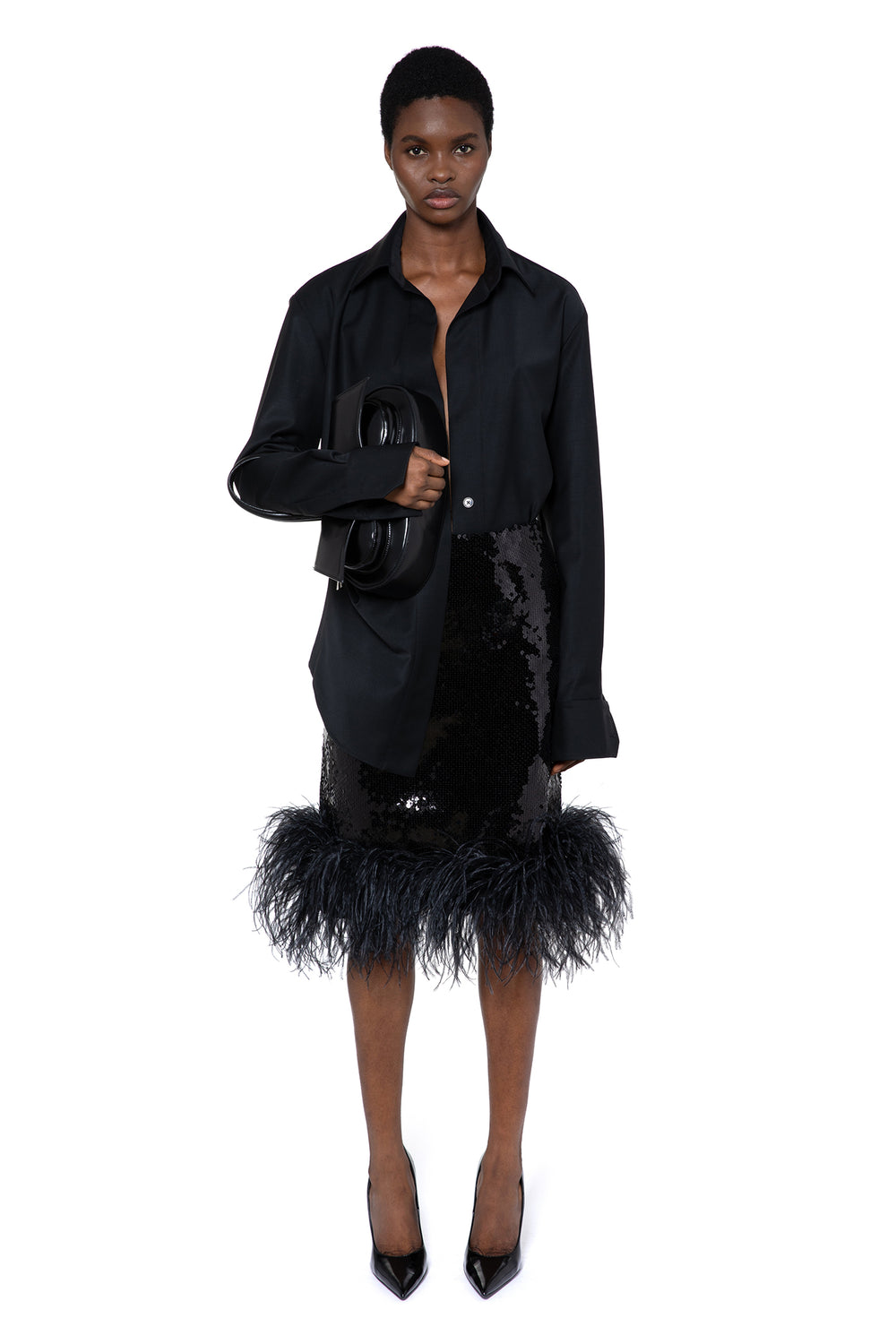 Wile Midi Skirt In Black Sequin