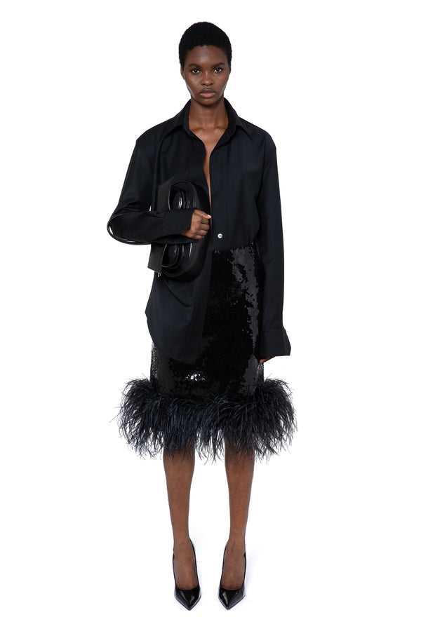 Wile Midi Skirt In Black Sequin