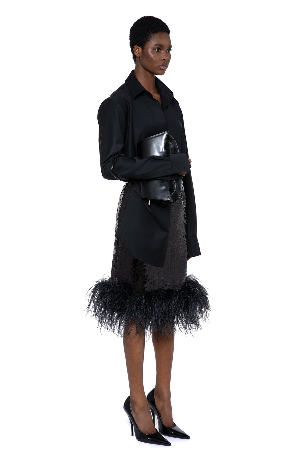 Wile Midi Skirt In Black Sequin