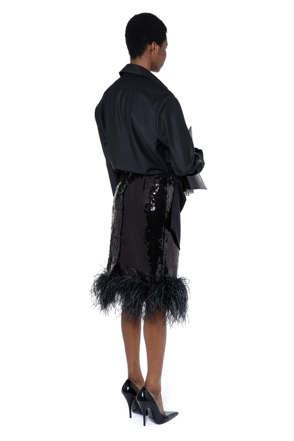 Wile Midi Skirt In Black Sequin