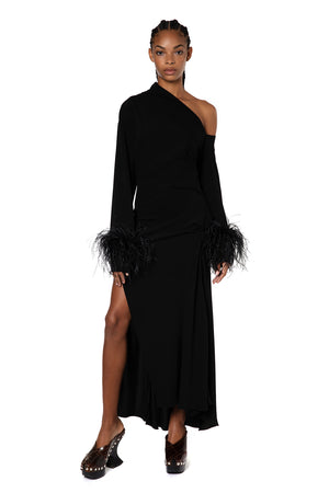 ADELAIDE MIDI DRESS IN BLACK CREPE