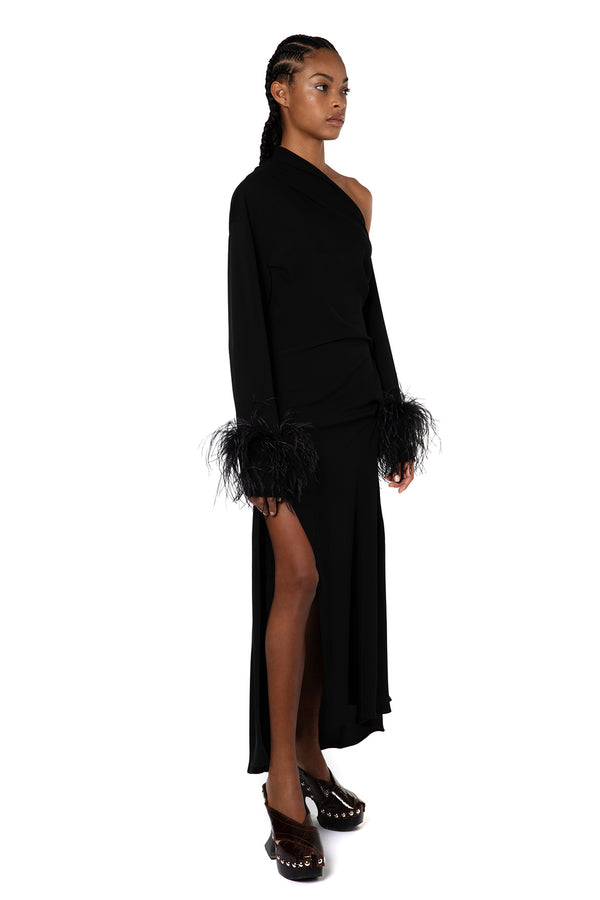 ADELAIDE MIDI DRESS IN BLACK CREPE