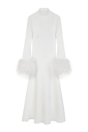 Umiko Ivory Satin Midi Dress