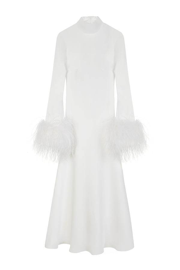 Umiko Ivory Satin Midi Dress