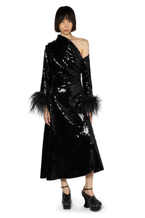 Adelaide Midi Dress In Black Sequin