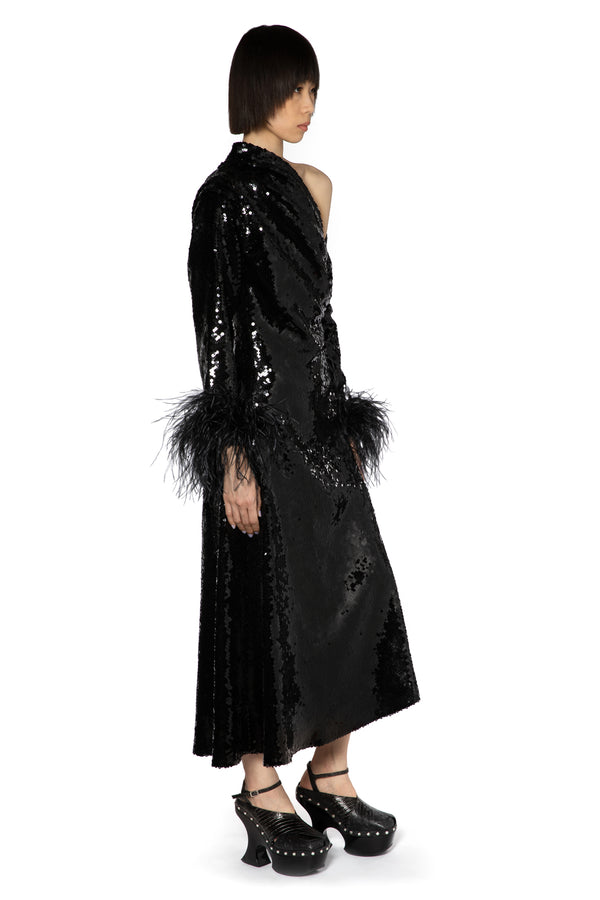 Adelaide Midi Dress In Black Sequin
