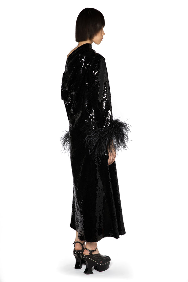 Adelaide Midi Dress In Black Sequin