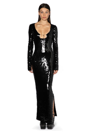 Solaria Long Dress In Black Sequin