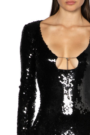 Solaria Long Dress In Black Sequin