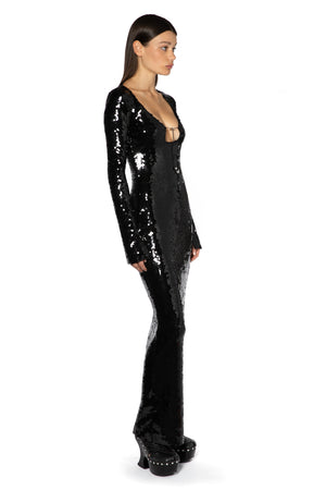 Solaria Long Dress In Black Sequin