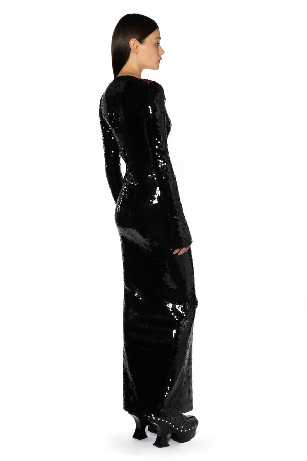 Solaria Long Dress In Black Sequin