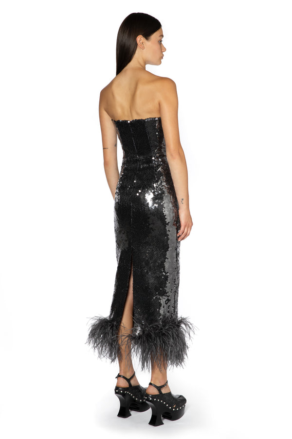 Minelli Midi Dress In Anthracite Sequin