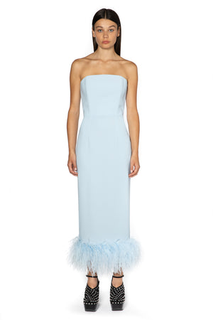 Minelli Midi Dress In Baby Blue Crepe