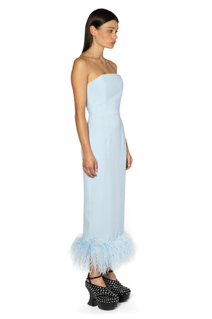 Minelli Midi Dress In Baby Blue Crepe