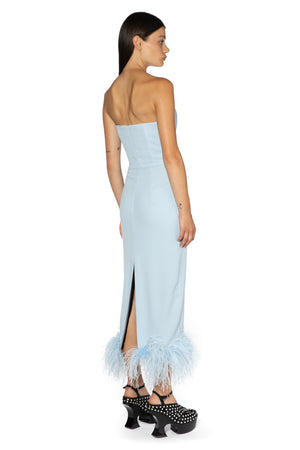 Minelli Midi Dress In Baby Blue Crepe