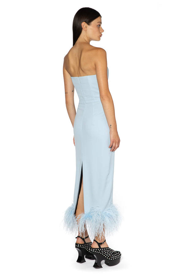 Minelli Midi Dress In Baby Blue Crepe