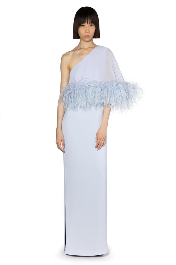 Alder Cape Gown In Lavender Crepe