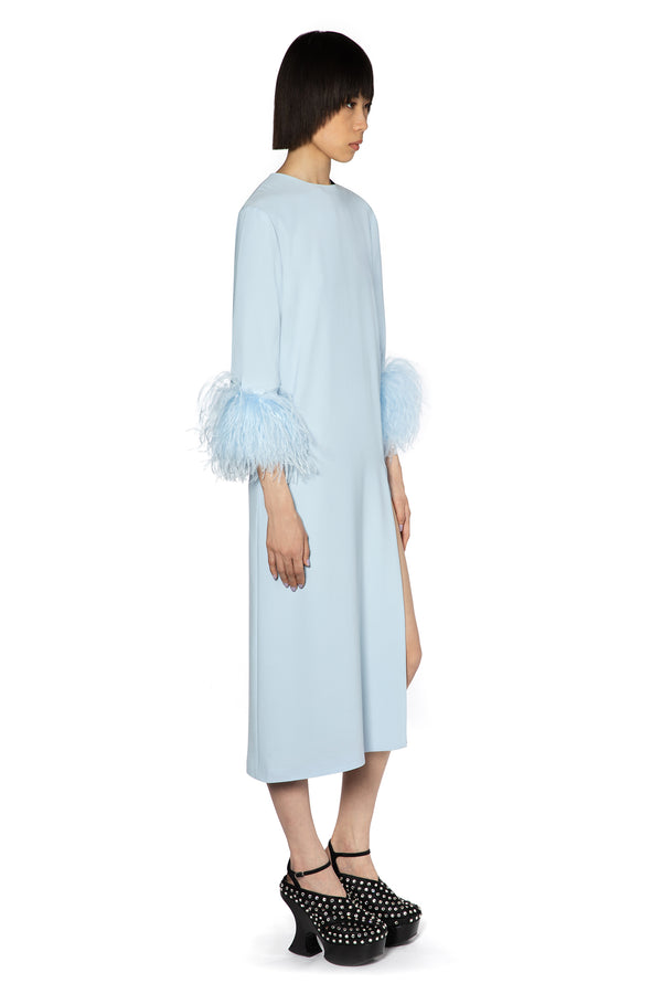 Billie Midi Dress In Baby Blue Crepe