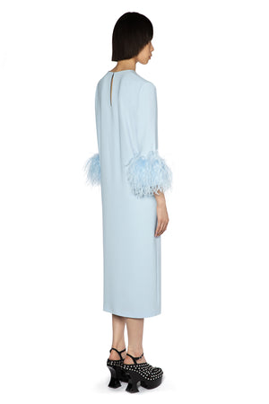 Billie Midi Dress In Baby Blue Crepe