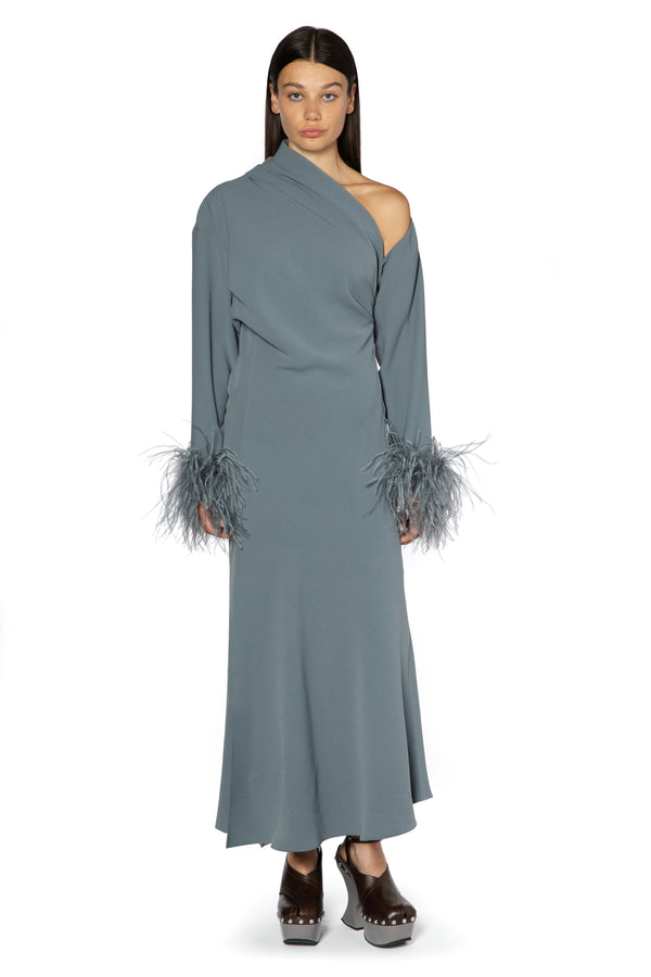 Adelaide Midi Dress In Anthracite Crepe