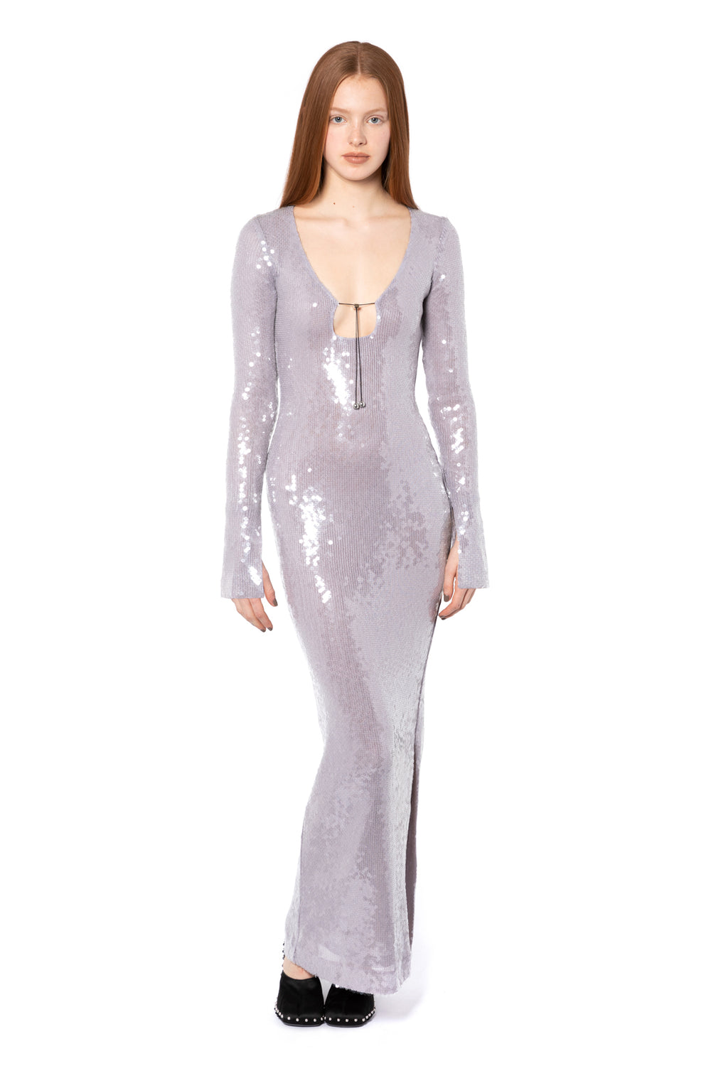 Solaria Long Dress In Ice Lavender Sequin