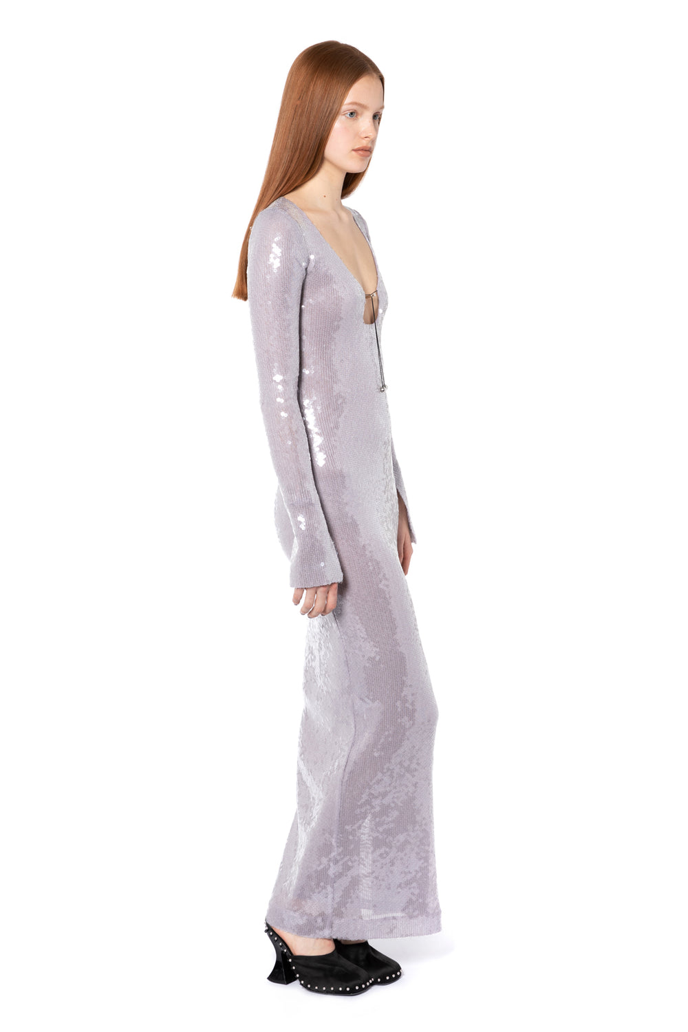 Solaria Long Dress In Ice Lavender Sequin