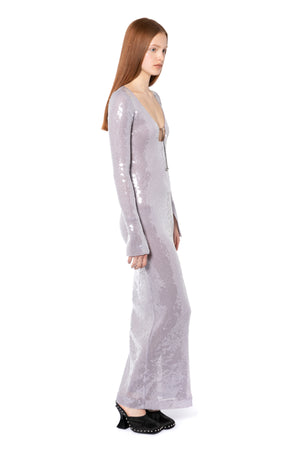 Solaria Long Dress In Ice Lavender Sequin