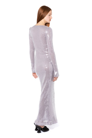 Solaria Long Dress In Ice Lavender Sequin