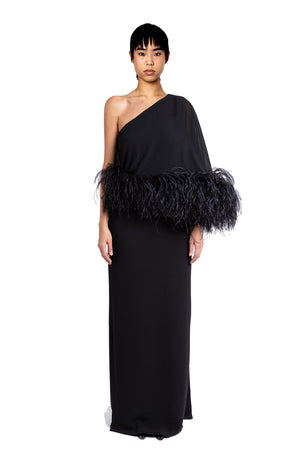 Alder Gown In Black Crepe