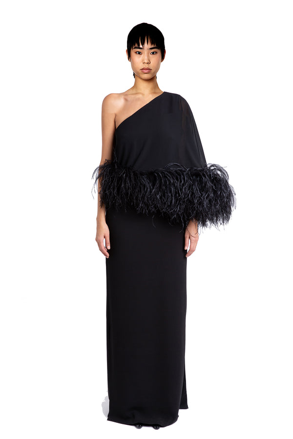 Alder Gown In Black Crepe