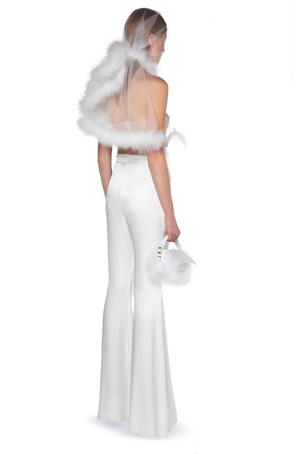 Brisbane Ivory Satin Flared Trouser