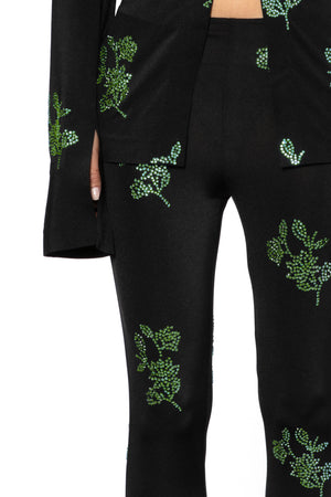 Koro Trouser In Black With Green Crystals