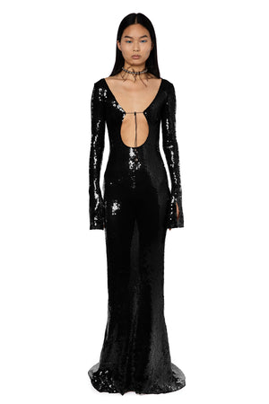 Solaris Gown In Black Sequin