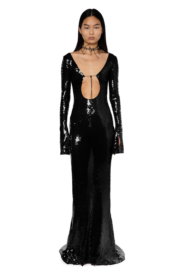 Solaris Gown In Black Sequin