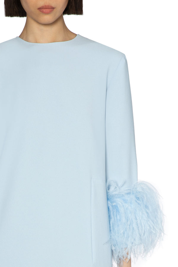 Billie Midi Dress In Baby Blue Crepe