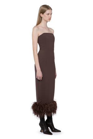 Minelli Midi Dress In Chocolate Brown Crepe