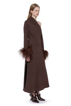 Adelaide Midi Dress In Chocolate Brown Crepe