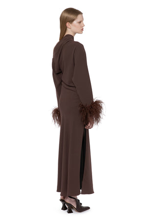 Adelaide Midi Dress In Chocolate Brown Crepe