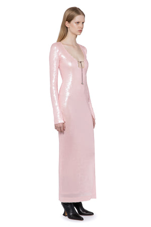 SOLARIA MIDI DRESS IN ICE PINK SEQUIN
