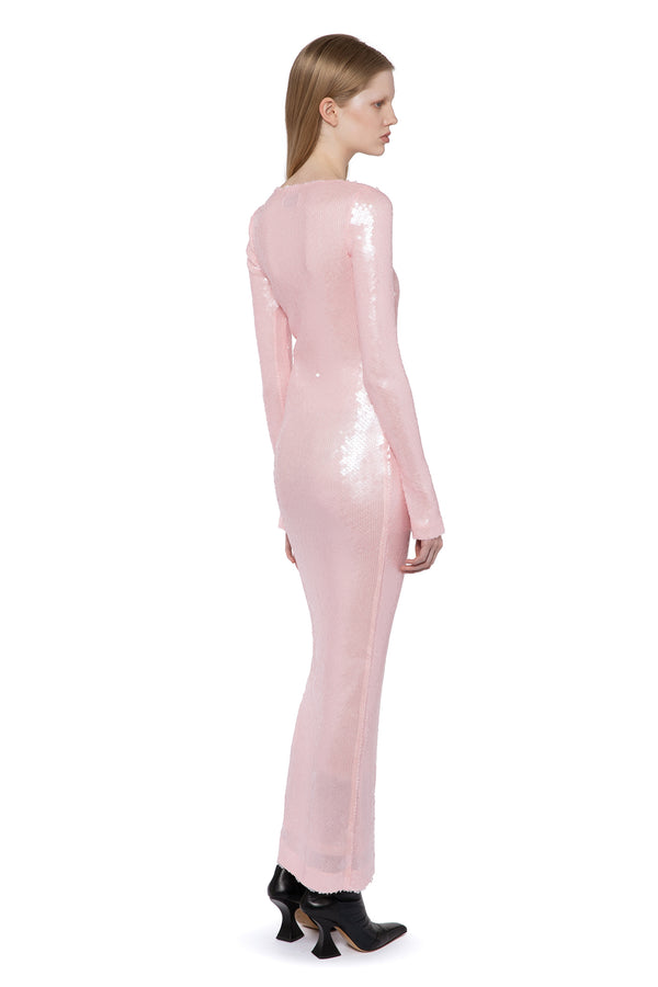 SOLARIA MIDI DRESS IN ICE PINK SEQUIN